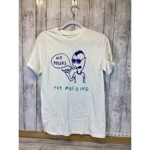 Toy Machine Skateboard T-Shirt No Posers Print White Size Small